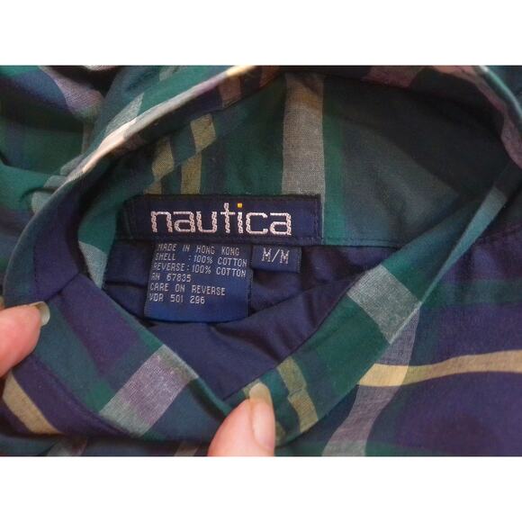 Vintage Nautica Reversible Bomber Blue Plaid Windbreaker Size Medium - Picture 8 of 12
